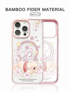 Miniso pc New Enhanced Anti-Drop Phone Case, Officially Licensed Disney Winnie The Pooh, Tigger, Eeyore, Piglet Floral Cartoon Style Unique Design, Magnetic Wireless Charging Compatible, Thick Protective Cover Compatible With Apple Series $3.90 Hot Deal