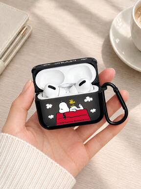 Miniso Snoopy TPU Minimalist Premium Bluetooth Earphone Protective Case With Matching Hook, Compatible With AirPods /2/3/4/5/Pro/Pro 2/Pro 3, New Shockproof Soft Case, Unisex $4.87 8% OFF