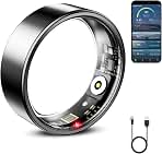 Mirlray Smart Ring for Women & Men, Smart Ring Health Tracker, Blood Oxygen & Heart Rate Monitor, Long Lasting Battery Sleep Ring, Waterproof Fitness Ring (R02C, Silver, 9)