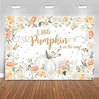 Mocsicka Fall Pumpkin Baby Shower Backdrop (Orange, 7x5ft(82''x60''))