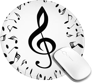 Music Musical Notes Mouse Pad, Gaming Mousepad Round Mouse Pads Desk Mat for PC Computer Laptop Office Desk Accessories