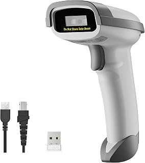 NETUM NT-1228BC-WH Wireless 1D Barcode Scanner, Bluetooth/2.4G/USB