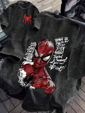 New Fall,Unisex,Premium 100% Cotton,Vintage Graphic Tee,Oversized T-Shirt,Heavyweight,Retro Streetwear,Crew Neck,Short Sleeve,Men,Women $6.09 Flash Sale