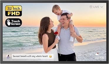 NexFoto 32 Inch Touchscreen Large Digital Picture Frame, 64GB Electronic Photo Frame FHD WiFi, Add Photos from Google Photos, Share Videos via APP/USB, Send Greeting, Gifts for Housewarming/Mom, Black