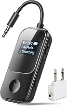 Nulaxy Airplane Bluetooth Adapter Transmitter Receiver with Screen, Black