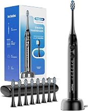 Onlyone Electric Toothbrush for Adults, Rechargeable Electric Toothbrush with 8 Brush Heads, Travel Case, Charging Base & Wireless Charging - 5 Modes with Smart Timer