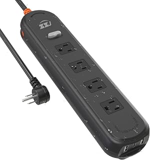 Outdoor Waterproof Power Strip IPX6, 6FT Extension Cord with 6 AC & 4 USB