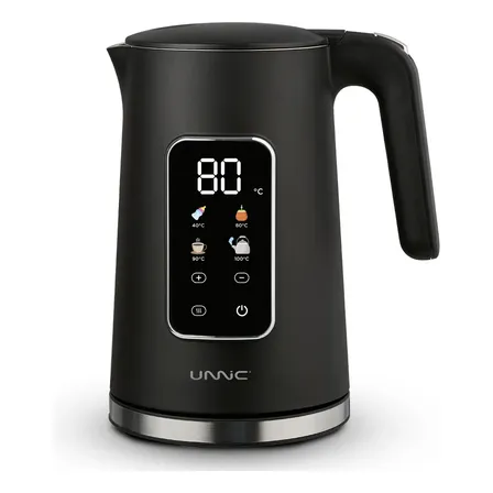 Pava Eléctrica Unnic Pantalla Digital Color Táctil Acero Inoxidable 1.7 L Temperatura Prestablecidas Ideal Para Mate Café Te Color Negro