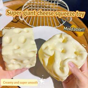 pc Extra Large Cheese Squeeze Toy, Coconut Oil Handmade Ball, Squeezable Shapeable Slow Rebound Stress Relief Toy, Suitable For Teenagers, Birthday Gift, Christmas Gift, Holiday Gift (Not Recommended To Buy Mini Cube Style) $0.99 24% OFF