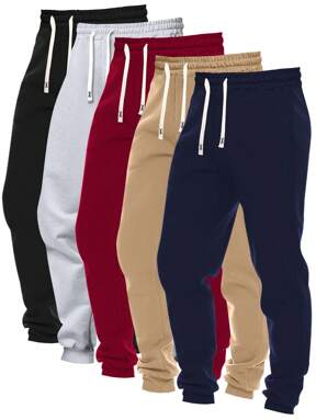 pcs/Set Men Classic Color Solid Casual Sports Jogger Sweatpants, Drawstring Waist, Ankle-Tied, Pockets, Suitable For Outdoor Running, Spring & Autumn $2.32 Flash Sale