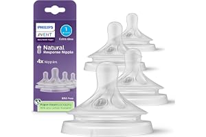 Philips Avent Natural Response Nipples, Fast Flow, 4-Pack | Baby-Controlled Flow, No-Drip Design, Anti-Colic Valve, Wide Breast-Shaped Nipple, BPA-Free, 4-Pack, SCY964/44