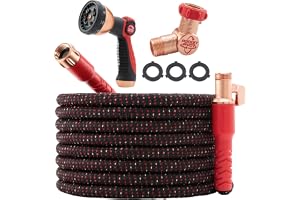 Pocket Hose Ballistic 100 FT Expandable Garden Hose, No-Kink, As Seen on TV | Anti-burst sleeve reinforced with bulletproof fiber, 360° swiveling pocket pivot connector, lightweight compact design
