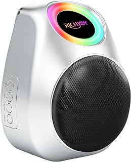 Portable Bluetooth Speaker,Dual Pairing 30W Loud Stereo Sound Party Speaker with RGB Lights,Support TF Card,MP3 Player,FM Radio,Long Battery Life for Garden and Home Use (Silver)