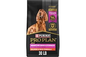 Purina Pro Plan Sensitive Skin & Stomach Dry Dog Food, Salmon, 30 lb Bag | Real Salmon & Rice Formula, with prebiotic fiber, easily digestible with omega-6 fatty acids for a healthy skin and coat