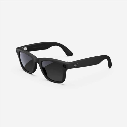 Refurbished Ray-Ban Meta Wayfarer (Gen 1), Shiny Black / G15 Green, Large, High