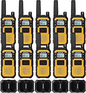 Retevis RB48 Heavy Duty Walkie Talkies for Adults,Long Range Two Way Radios | for Warehousing Construction Contractor,MIL-STD-810H, IP67 Waterproof,Rechargeable Walkie Talkies, Vibration Reminder,10 Pack
