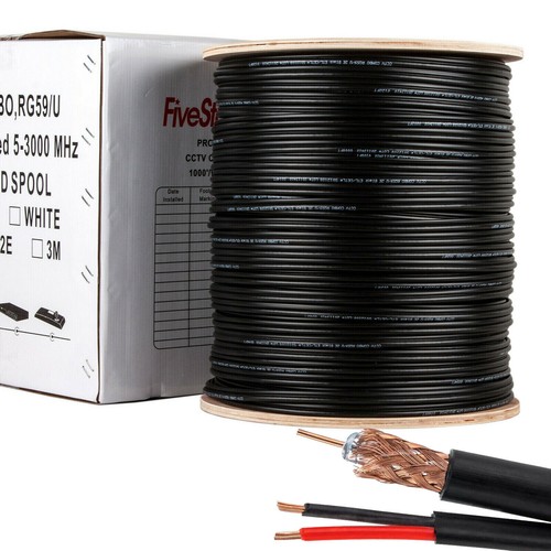 RG59 Siamese CCTV Cable 20AWG Coax Video + 18/2 Power Security 500ft 1000ft