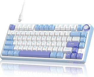 RK ROYAL KLUDGE R75 Mechanical Keyboard Wired with Volume Knob, 75% Custom Gaming Keyboard Gasket Mount RGB Backlit with Software, Cherry Profile, Hot Swappable Silver Switch, PBT Keycaps