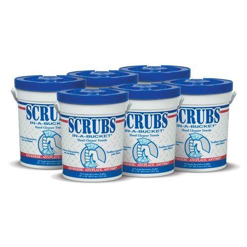 Scrubs In-A-Bucket 42272 10x12" Hand Towel, 72 Count - 6 Tubs, FREE SHIPPING