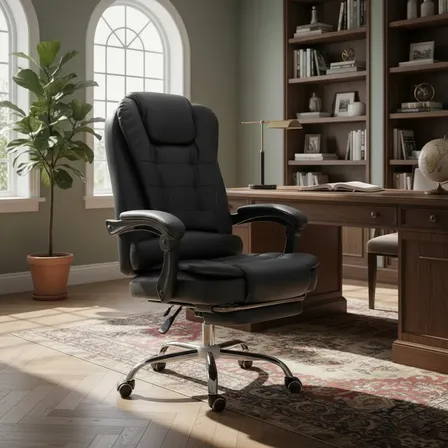 Silla Sillon Oficina Ejecutivo Escritorio Gerencial Pc Negro Cuero Sintético