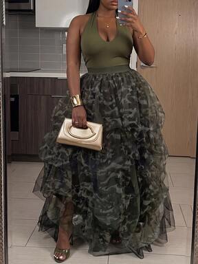 Slaydiva New Elegant Sexy Mesh High Waist Exaggerated Party Skirt High Slit Puff Skirt Women's Tulle Ballet Skirt Long Skirt Floor Length A-Line Puff Mesh Skirt Layered High Waist Slit Princess Skirt Plus Size Skirt $38.69 #EleganceDefined