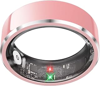 Smart Ring for Women, Fitness & Activity Tracker with Blood Pressure/Heart Rate Monitor, Sleep Tracker, Step Counter, IP68 Waterproof Ring for iOS & Android, Fast Charge, No Subscription (Pink,Size8)