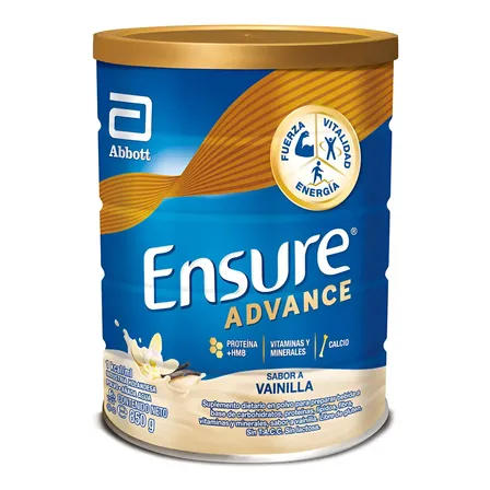 Suplemento en polvo Ensure Advance Carbohidratos Base sabor Vainilla x 850g