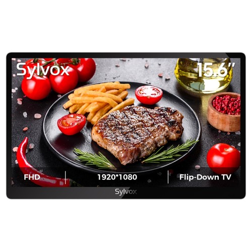 Sylvox 15.6" Mini TV 12 Volt TV 90° Flip Down ±45° Rotatable 1080P for Mini Spa