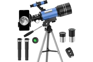 Telescope for Adults & Kids, 70MM Aperture FMC Optics Telescopes for Astronomy Beginners, 300MM Refractor Telescope (15X-150X) with Phone Adapter and Tripod, Travel Gifts for Moon, Jupiter and Star