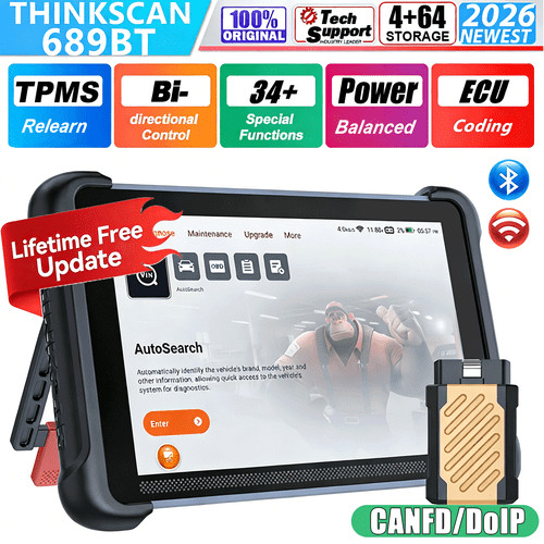 ThinkScan 689BT Lifetime FREE Update Scanner Bidirectional Scan Tool 34 Services