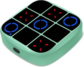 Tic-Tac-Toe Bolt Game, 4-in-1 Handheld Puzzle Games Console, Electronic Tic-Tac-Toe Game for Educational and Memory Growth, Portable Travel Games for Car Ride, Board Games for Kids and Adults (Cyan)