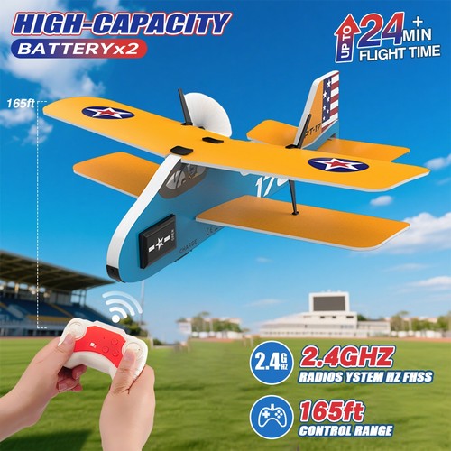 USA KF801 2.4G RC Airplane 6-Axis Gyro Auto-Leveling PT-17 Biplane for Beginners