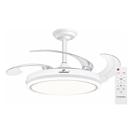Ventilador De Techo Star Vision F1066 Con Luz Led Y Control 48 Cm 50hz Blanco Transparente Plástico 3