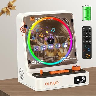 Vertical CD Player, Portable Bluetooth, Dual Hi-Fi Speakers for Home