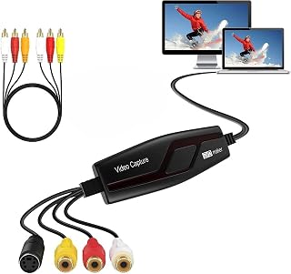 VHS to Digital Converter,Video Capture Card Device,VHS VCR Hi8 Mini DV to Mac Digital Converter,RCA to USB Video Converter for PC TV Tape Player Camcorder,MAC Windows Vista Compatible