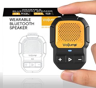 Wearable Bluetooth Speaker, Mini Clip-On Wireless Jobsite Pro Dust & Water Resistant Portable Speaker, Built-in Mic for Hands-Free Calls/Music, Non-Magnetic, 100ft Range