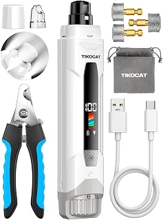 Whisper-Quiet Dog Nail Grinder Kit 50%More Powerful for Sensitive Dogs,Cats | 6-Speed Pet Nail Clippers & Trimmers with 4 LED Lights,3 Grinding Bits, No Over-Cutting,Stress-Free Grooming Set for All Pets