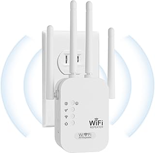 WiFi Extender, WiFi Repeater,Internet Booster, Long Range WiFi Extenders Signal Booster for Home, WiFi Repeater with Ethernet Port Covers Up to 9800 Sq.ft,Quick Setup-Cotton White