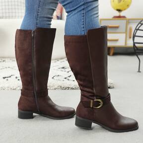 Women's Extra Wide Calf Pull On Side Zipper Knee High Boots Flash Sale